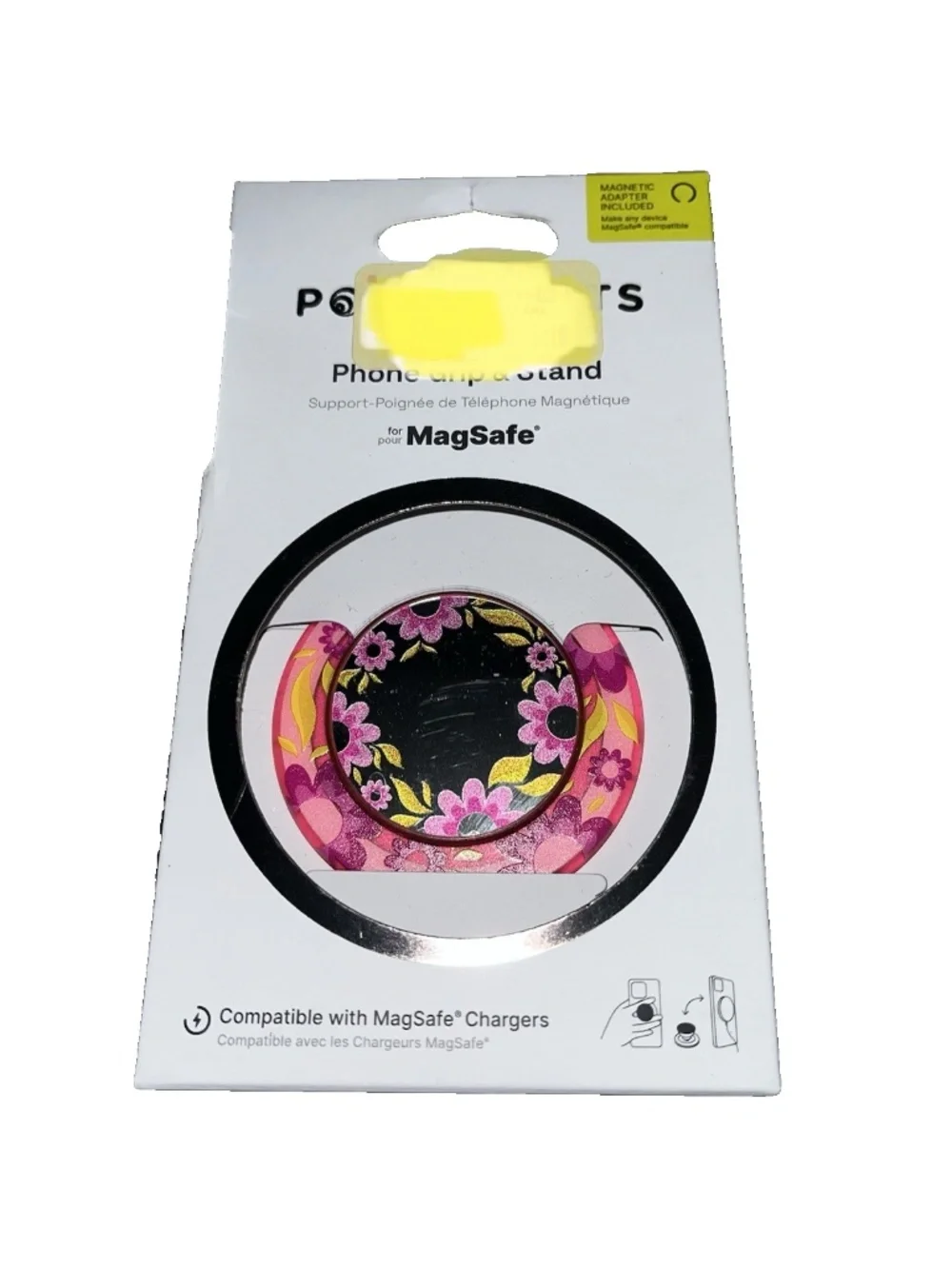 POPSOCKETS MAGNETIC PHONE GRIP & STAND WITH MAGSAFE MAGNETIC ADAPTER PINK MIRROR